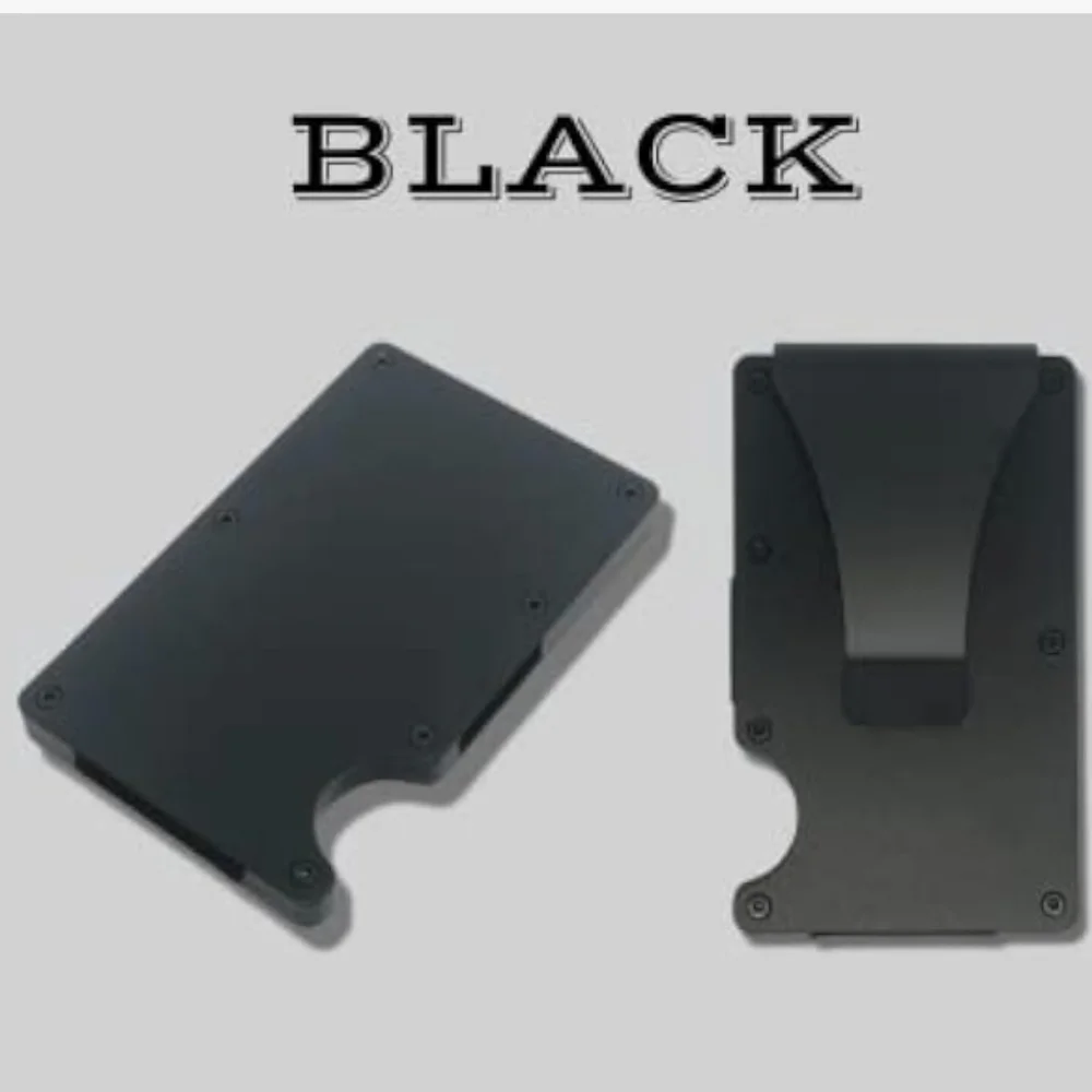 Slim Black Card Holder with Money Clip